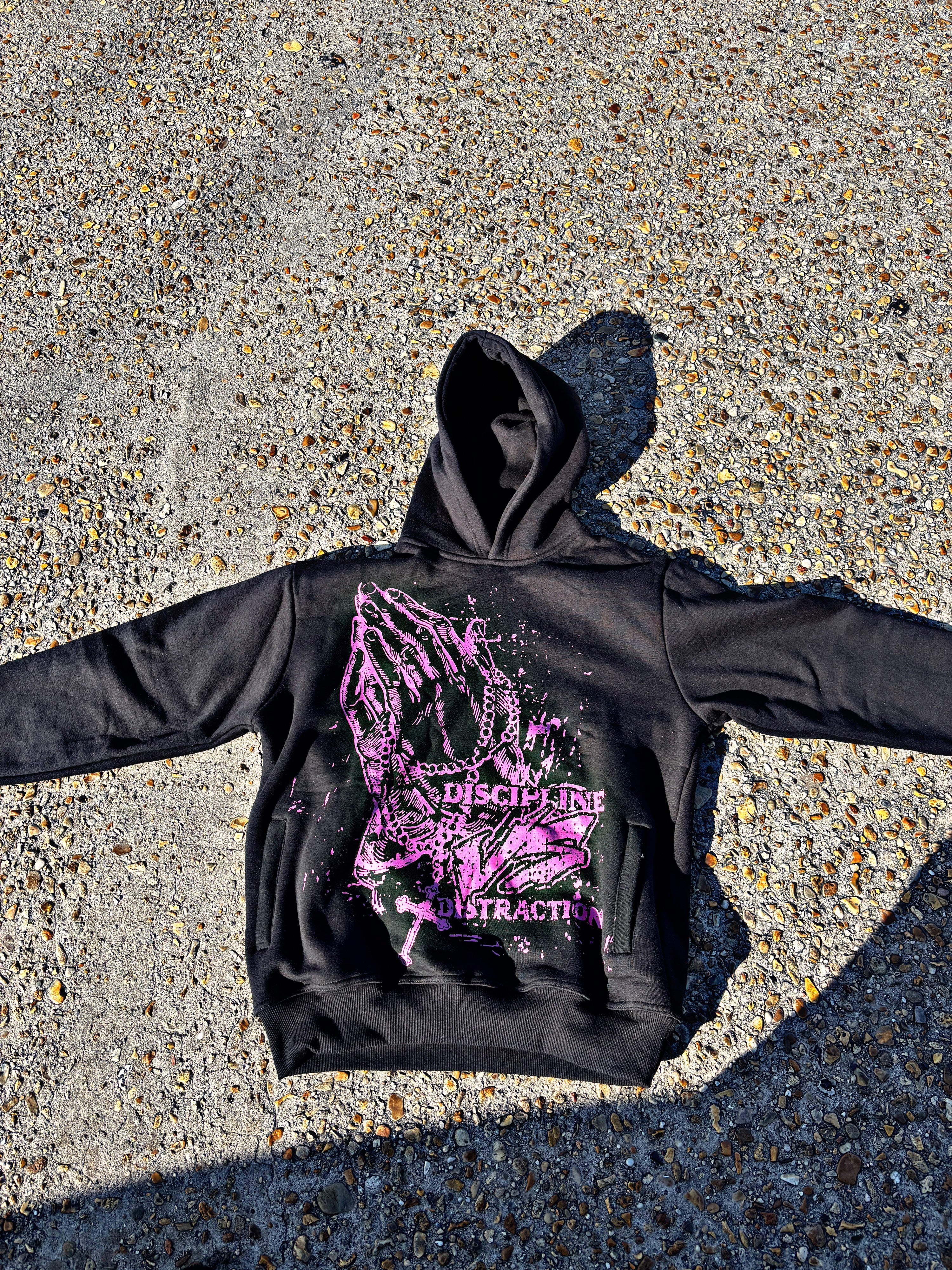 DISCIPLINE vs DISTRACTIONS prayer hands hoodie
